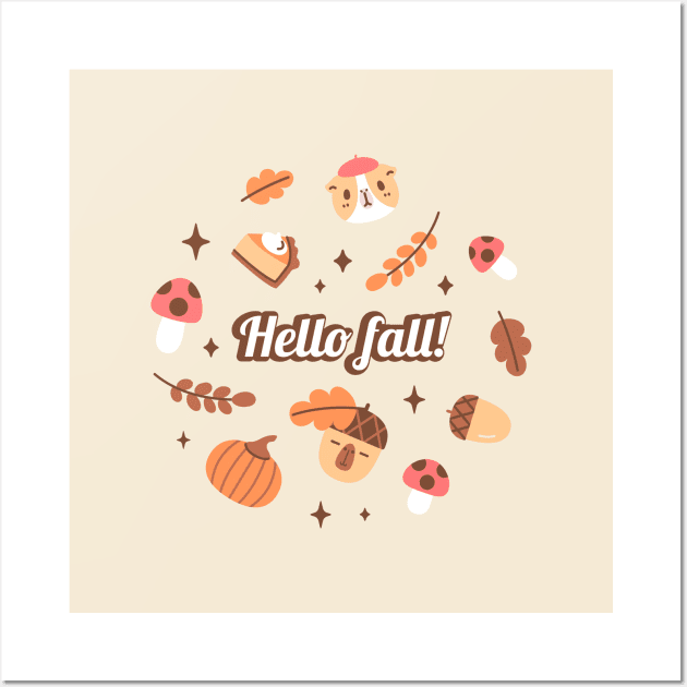 Hello Fall, Bubu and Moonch Wall Art by Noristudio